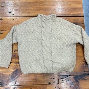 Pink Lily Cozy Tan Knit Cowl Neck Sweater Size Medium